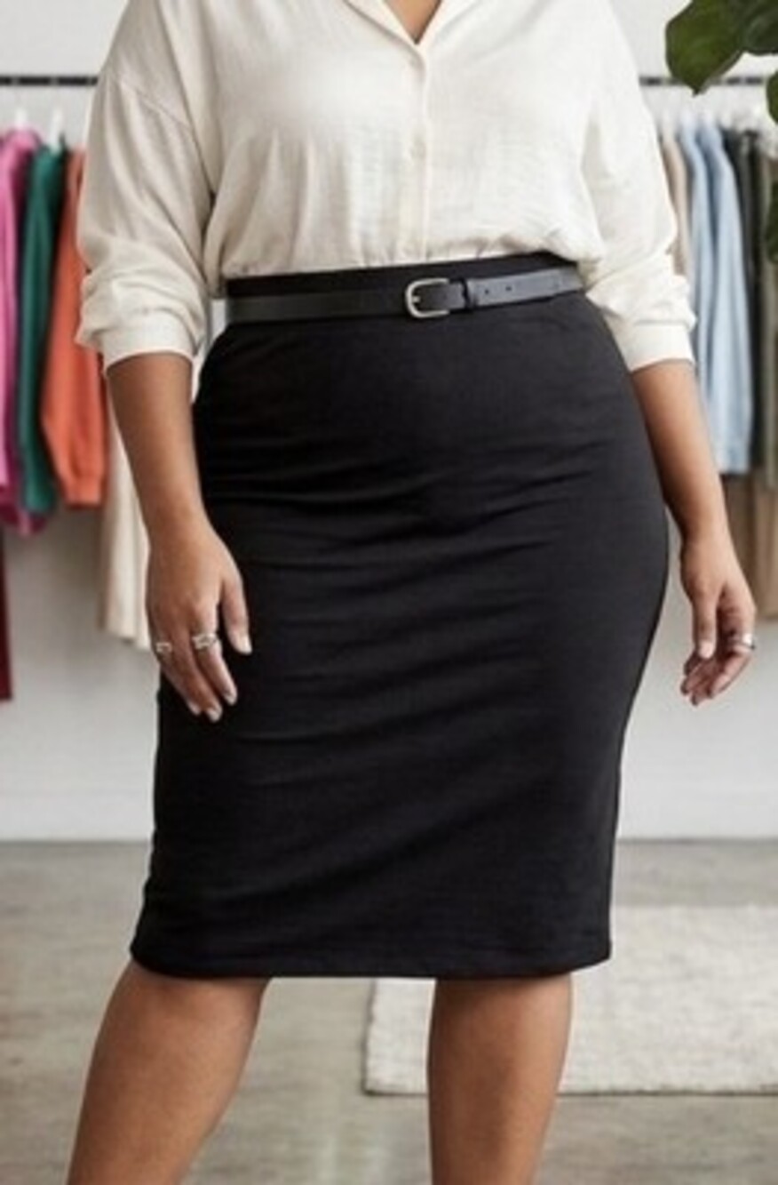 Zenana Black Pencil Skirt No Slits Women's Plus Size 3X Elastic Waist 2454